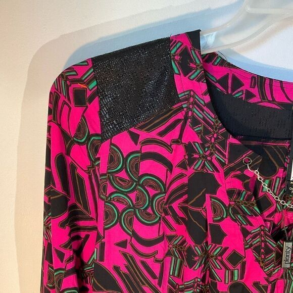 Plenty by Tracy Reese Fuchsia Laminated Yoke Peasant Blouse, NWT. M. Anthro, Rev - Picture 7 of 16